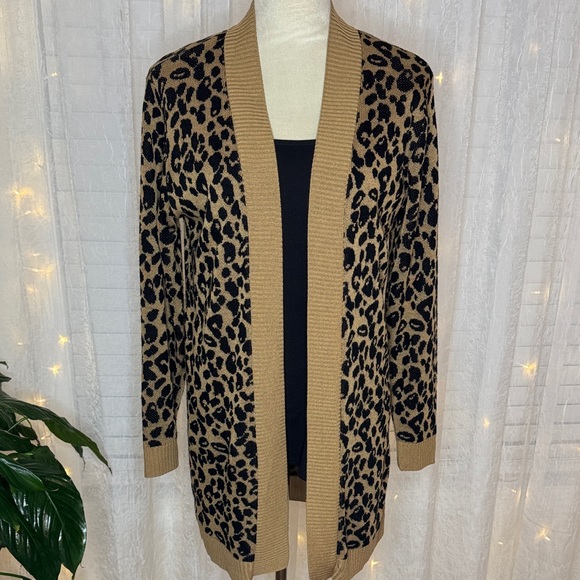 Nine West Sweaters - Nine West Animal Print Cardigan in Tan and Black